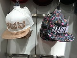 HM/H&M专柜正品代购 女士宽檐可调节碎花白色小猫图案帽子棒球帽