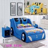 儿童床汽车真皮布艺床创意卡通跑车1.5米1.2米男女孩时尚护栏单床