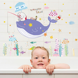 可移除卡通海洋卫生间浴室防水卧室儿童房间幼儿园装饰贴画墙贴纸