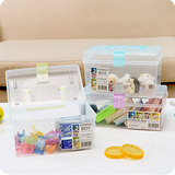 缤纷屋透明塑料收纳盒桌面手提盒子有盖储物盒小箱子整理箱收纳箱
