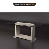 天然白洞石新款欧式长方形单层玻璃餐厅台桌家具可定制包邮CT-193