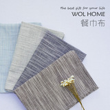 日式棉麻餐垫 素色条纹西餐餐垫布艺餐布桌布拍摄背景餐巾布盖布