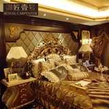 罗浮宫家具 奢华意大利床 实木雕花金箔 欧式橡木床 新婚双人床