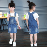 【天天特价】女童牛仔背带裙2016夏新款韩版牛仔短裙中大童连衣裙