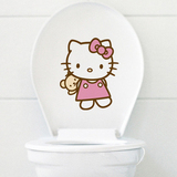 hello kitty卡通可爱马桶贴纸防水浴室贴 卫生间厕所装饰墙贴 DIY