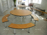 厂家直销8人位圆形食堂餐桌椅 学生员工餐厅连体快餐桌椅组合批发