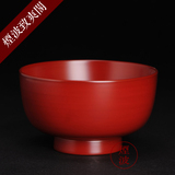 日本传统手工艺品 净法寺天然漆木胎漆器 净法寺碗(红) 茶碗 小