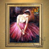 艺元素手绘芭蕾舞人物油画欧式客厅卧室玄关壁炉居家装饰画YBL030