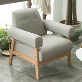 新品日式布艺单人客厅沙发简约小户型休闲椅子实木双人沙发靠背椅