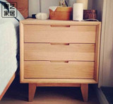 日式实木四方床头柜简约现代储物抽屉小清新橡木边柜木蜡油经济型