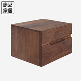 黑胡桃木床头柜北欧日式实木储物柜小户型橡木收纳柜边柜卧室家具
