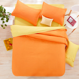 韩式纯色加厚纯棉四件套1.8米全棉床单被套简约素色床上用品