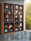 书柜书架木质带玻璃门 简约现代四门书柜特价包邮 组装多层展标柜