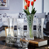包邮 客厅水晶玻璃透明花瓶 创意时尚插花大号富贵竹水培玻璃花瓶