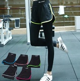 韩国夏女装健身速干运动裤紧身显瘦假两件打底裤瑜伽裤跑步短裤潮