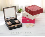 首饰盒定做 纯色多功能化妆箱创意木制高档珠宝首饰盒