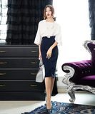 弹力包臀裙黑韩版性感短裙子女夏气质修身高腰半身一步裙两件套装
