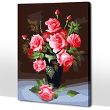 包邮韩国手绘DIY数字油画 玫瑰 花卉40X50 涂色涂鸦填色手绘本