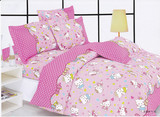 小猫天使加密 卡通纯棉儿童床品被罩床单布料 免费加工 批发