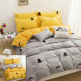 夏天床上用品纯棉2x2.3被套2.2x2.4米被子四件套全棉双人床单2.0m
