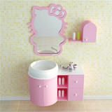 格格屋 粉色卡通卫生间洗手台盆浴室柜 彩色女孩壁挂卫浴柜组合