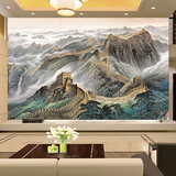 3D立体大型手绘万里长城壁画会议室墙纸中国风背景墙山水画壁纸布