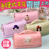 新款花花姑娘手提包笔袋 学生文具袋 铅笔盒韩版化妆包 包邮