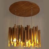 北欧宜家个性创意设计师艺术灯具简约客厅样板房实木木艺冰条吊灯