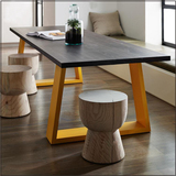北欧宜家餐桌椅组合复古做旧长桌实木家具饭桌铁艺工作台办公桌