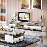 现代简约大理石电视柜可伸缩小户型客厅烤漆电视机地柜茶几组合套