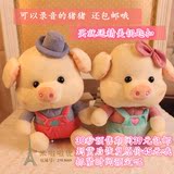 韩国可以录音会说话帽子蝴蝶结可爱猪猪公仔毛绒玩具儿童节日礼物