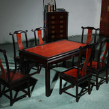 孟桥红木家具中式仿古餐桌黑檀拼花梨木明式大果紫檀缅甸花梨餐桌