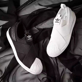 Adidas Superstar Slip On绑带贝壳头黑白一脚蹬男鞋女鞋S81337-8