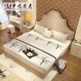 高背美式布艺床 高档大床 简约欧1.8米双人婚床小户型储物主卧床
