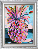 趣味粉红色热情的大菠萝专业纯手绘油画艺术个性限量
