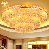 金色现代圆形水晶灯变色欧式客厅餐厅吸顶灯简约大气灯饰灯具定制