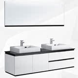 现代橡木浴室柜挂墙式实木卫浴柜吊柜简约双盆洗手盆洗漱台组合柜