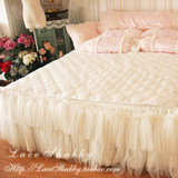 韩国进口家纺粉色蕾丝婚庆床上用品百褶蕾丝梦幻公主百褶蛋糕床裙