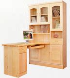 全实木书桌书柜组合松木电脑桌带书架成人儿童转角学习桌椅子家用