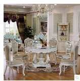 欧式餐桌实木餐桌大理石餐桌椅组合美式圆形饭桌大小户型餐台桌子