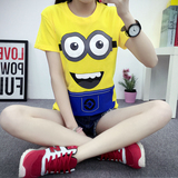 韩版女装黄色t恤上衣夏季学生宽松显瘦卡通短袖小黄人半截袖体恤