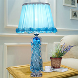 地中海蓝色海洋琉璃台灯卧室床头灯创意温馨简约现代公主房摆件