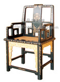 扬州漆器家具 彩绘金箔嵌藤茶桌椅太师椅扶手椅 古典手工实木家具