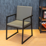 拉洛 设计师扶手椅子 全钢靠背餐椅 皮革软包咖啡厅椅子极简设计