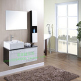 最经典的黑白色卫浴柜 玻璃台面橡木浴柜 PVC浴室柜组合  现货