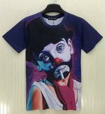 欧美创意潮个性3d短袖T恤戏子花旦图案印花3D立体短袖男小丑半袖