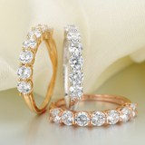 正品真钻H色VS 18k白金钻石女戒 黄金结婚钻石戒指 钻戒 排钻女戒