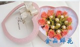情人节花束9支粉玫瑰9颗金莎巧克力情人节鲜花预定生日鲜花速递