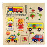 木制婴儿童卡通手抓板形状配对立体拼图 宝宝早教开发益智力玩具