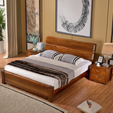 金丝黑胡桃木床全实木家具婚床1.8 1.5米现代中式高箱储物双人床